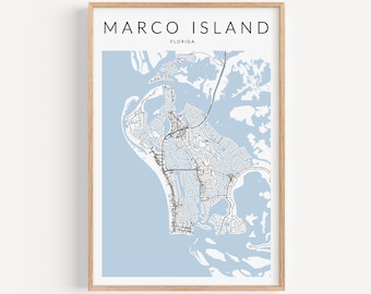 Marco Island Map Print, Florida Map Print, Marco Island Florida Poster, Marco Island Decor, Coastal Decor, City Map Print, Florida Map