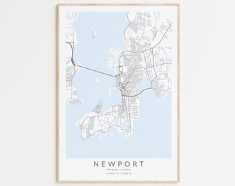 Newport Rhode Island Map Print, New Port Poster, Newport Wall Art, Newport Gift, Nautical Wall Art, Rhode Island Map Print, Newport Sign