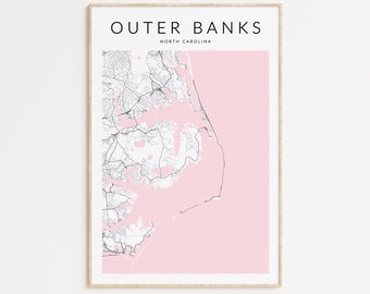 Outer Banks Poster, Outer Banks Art, Minimalist Map, North Carolina Map Print, Outer Banks Gift, Outer Banks Map, Map of the Outer Banks NC