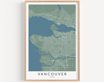 Vancouver Map Print, Map of Vancouver, Canada Wall Art, Vancouver Map Poster, British Columbia Wall Decor, Vancouver Gift