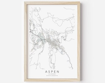 Aspen Colorado Map Print, Colorado Poster, Aspen Colorado Decor, Aspen Gift, Aspen City Map Poster, Aspen Colorado Ski Decor