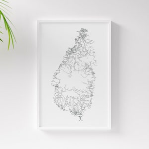 Saint Lucia Map Print | Saint Lucia Poster | Caribbean Road Map | St. Lucia Gift | St. Lucia Sainte-Lucie Castries | Map Art | Custom Map
