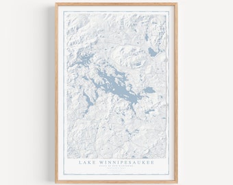 Lake Winnipesaukee Map Print, Lake Winnipesaukee Print, Lake Winni Decor, New Hampshire Lakes, Lake House Decor, Lake Winnipesaukee Gift