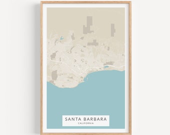 Santa Barbara Map Print, Map of Santa Barbara, California Wall Art, California Map Poster, Santa Barbara Wall Decor, California Art