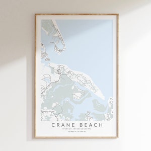 Impression de carte de Crane Beach, affiche de Crane Beach Ipswich, carte d’Ipswich Massachusetts, cadeau d’Ipswich, art mural de maison de plage, art mural d’été