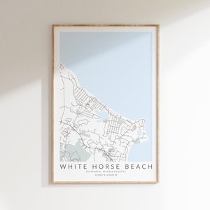 Impression de carte de White Horse Beach, affiche de White Horse Beach, carte de Plymouth Massachusetts, cadeau de Plymouth, art mural de maison de plage, art mural d’été