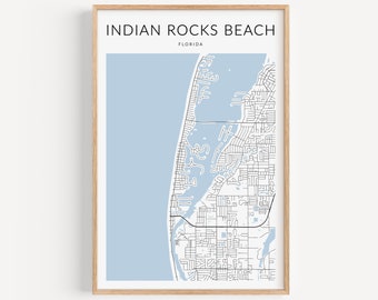 Indian Rocks Beach Map Print, Florida Map Print, Indian Rocks Beach Poster, Indian Rocks Beach Decor, Florida Map, Unframed Poster