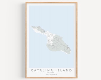 Catalina Island Map Print, Catalina Island Poster, Map of Catalina Island, California Wall Art, California Map Print, Island Gift