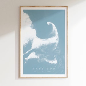 Impression de carte de Cape Cod, impression de carte topographique de Cape Cod, impression de carte bathymétrique de Cape Cod, décor de Cape Cod, impression de Cape Cod Massachusetts