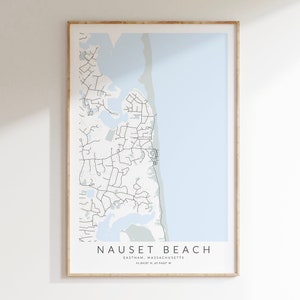 Nauset Beach Map Print, Cape Cod Map Print, Eastham Massachusetts Map Print, Carte de Nauset Beach, Nauset Beach Massachusetts Carte