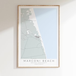 Marconi Beach Map Print, Cape Cod Map Print, Wellfleet Massachusetts Affiche, Marconi Beach Cape Cod, Marconi Beach Wellfleet, Décor côtier