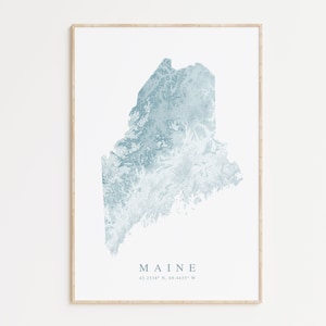 Maine State Map Print, Maine Poster, Map of Maine, Maine Gift, Portland Maine Poster, Maine Art, ME Poster, Maine Home Decor, Maine Map Art