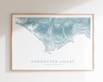Forgotten Coast Florida Map Print, Forgotten Coast Print, Florida Art, Florida Gift, St George Island Florida, Florida Panhandle Poster