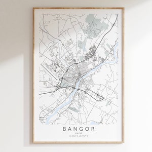Bangor Maine Map Print, Bangor Poster, Map of Bangor, Maine Wall Art, Maine Map Print, Bangor Map Poster, Maine Travel Map