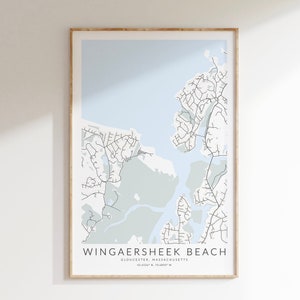 Impression de carte de plage de Wingaersheek, impression de carte de Gloucester, affiche de Gloucester Massachusetts, plage de Wingaersheek Gloucester, impression de plage de Wingaersheek