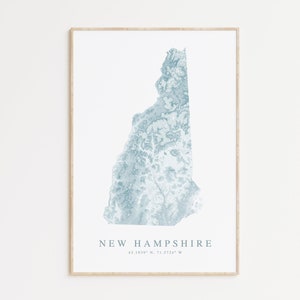 New Hampshire State Map Print, New Hampshire Poster, Map of New Hampshire, New Hampshire Gift, New Hampshire Art, NH Poster