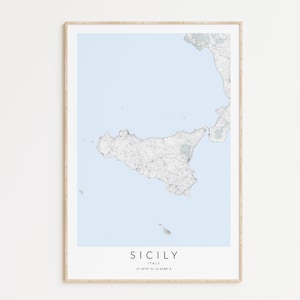 Sicily Map Print, Italy Map Print, Sicily Poster, Sicily Area Map, Palermo Italy Map, Sicily Gift, Map of Italy, Italy Gift, Sicilia Map