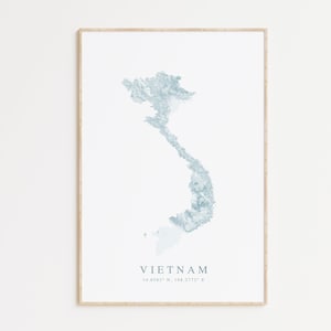 Vietnam Map Print, Map of Vietnam, Hanoi Vietnam, Vietnam Map Gift, Southeast Asia Art, Vietnam Travel Poster, Topographic Map