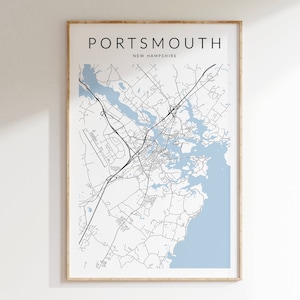 Portsmouth NH Map Print, Portsmouth New Hampshire Poster, Portsmouth New Hampshire Map, Portsmouth Gift, New Hampshire Wall Art