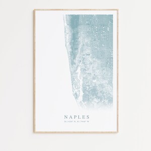Impression de carte de la Floride de Naples, affiche de carte de la Floride, plan de la ville de Naples, Naples, cadeau, art de carte de Naples, art de maison de plage, cadeau de la Floride, impression de carte de la Floride