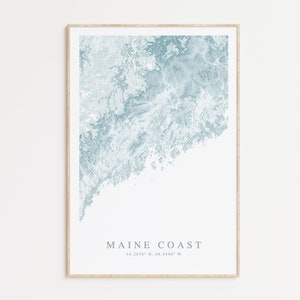 Impression de carte de la côte du Maine, affiche de la côte du Maine, impression de carte du Maine, impression de carte du Maine, cadeau du Maine, décoration d'intérieur du Maine, carte de Portland dans le Maine