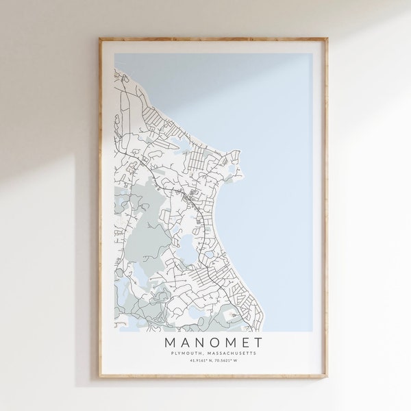 Manomet Map Print, Manomet Poster, Plymouth Massachusetts Map, Plymouth Gift, Beach House Wall Art, Summer Wall Art, Manomet Art Print