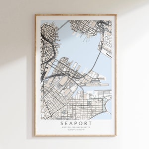 Impression de carte du port maritime, affiche du port maritime de Boston, impression de carte des quartiers de Boston, carte de Boston du port maritime, carte du quartier du port maritime, cadeau de Boston