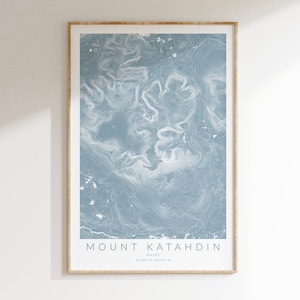 Mount Katahdin Map Print, Mt. Katahdin Maine Hiking, Hiking Map Print, Maine Mountain Decor, Hiking Gift, Mount Katahdin Poster, Mt Katahdin