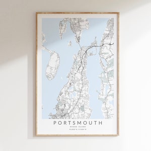 Impression de carte de Portsmouth Rhode Island, affiche de Portsmouth RI, cadeau de Portsmouth Rhode Island, impression de carte de Rhode Island, Aquidneck Island Rhode Island