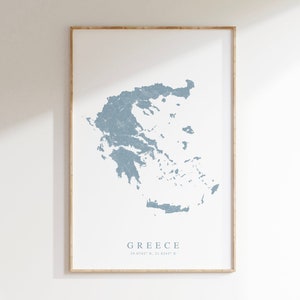 Greece Map Print, Greece Poster, Greece Art Print, Greece Country Map, Greece Gift, Greek Souvenir, Map of Greece, Framed Map Print