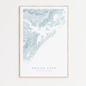 Ocean City New Jersey Map Print, Map of Ocean City, Ocean City Gift, New Jersey Beach Home Gift, New Jersey Art, Beach House Decor