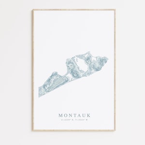 Impression de carte de Montauk, carte de Montauk à New York, cadeau Montauk, les Hamptons NY, art de Long Island, décoration de maison de plage