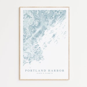Portland Harbor Maine Map Print, Portland Map Poster, Portland Maine Poster, Maine Map Print, Maine Gift, Portland ME Gift, Coastal Wall Art