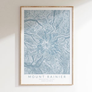 Impression de carte du mont Rainier, randonnée du mont Rainier dans l'État de Washington, impression de carte de randonnée, déco Washington, cadeau de randonnée, affiche du mont Rainier, mont Rainier