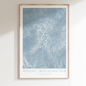 Impression de carte du mont Washington, affiche du mont Washington, carte topographique, impression de carte de contour, impression de carte des Montagnes Blanches, randonnée dans le New Hampshire