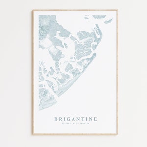 Impression de carte de Brigantine dans le New Jersey, affiche de la ville de Brigantine, cadeau Brigantine, cadeau maison de plage du New Jersey, art du New Jersey, décoration de maison de plage