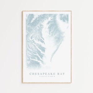 Impression de carte de la baie de Chesapeake, carte de la baie de Chesapeake, art de la baie de Chesapeake, décoration murale Maryland, art mural côtier, cadeau de la baie de Chesapeake