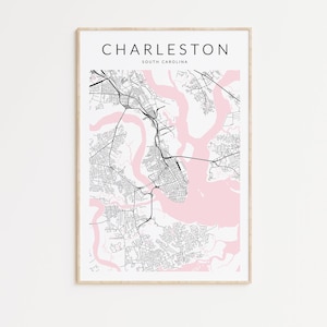 Charleston South Carolina Map Print, Charleston City Map, Charleston Poster, Charleston Gift Map, Charleston Wall Art, South Carolina Map