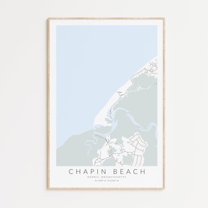 Impression de carte de Chapin Beach, impression de carte de Cape Cod, affiche Dennis Massachusetts, Chapin Beach Cape Cod, cadeau de Cape Cod, carte de la plage de Cape Cod