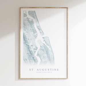 Impression de carte de Saint-Augustin en Floride, carte de Saint-Augustin, cadeau maison de plage en Floride, art mural Floride, décoration de maison de plage, cadeau de Saint-Augustin