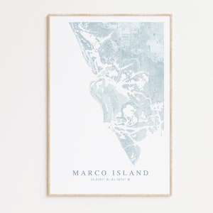 Impression de carte de Marco Island, affiche de Marco Island, impression de carte de Floride, décoration de Marco Island, cadeau de Marco Island en Floride, décoration d'intérieur de la Floride