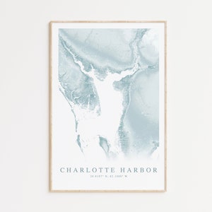 Impression de carte du port de Charlotte, art de la carte de Punta Gorda, cadeau pour la Floride, Port Charlotte en Floride, art mural Rotonda West Florida, carte topographique