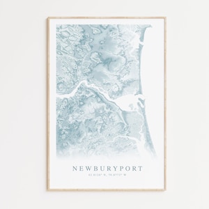 Newburyport Massachusetts Map Print, North Shore MA, Beach House Decor, Beachy Wall art, Coastal Wall Art, Topographic Map, Newburyport Gift