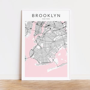 Affiche de Brooklyn New York, art de Brooklyn, carte minimaliste, New York, cadeau de Brooklyn, carte des États-Unis, cadeau d'anniversaire, impression de carte d'affiche de NY