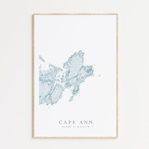 Cape Ann Massachusetts Map Print, Gloucester Massachusetts Poster, Rockport MA Map Print, Cape Ann Gift, Coastal Wall Art