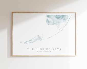 Florida Keys Map Print, Florida Keys Wall Art, Key West Map Print, Florida Gift, Florida Poster, Key West Map Poster, Key West Gift