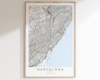 Barcelona Map Print, Barcelona Poster, Barcelona City Map, Spain Map Poster, Barcelona Spain Wall Art, Barcelona Gift, Barcelona Wall Art