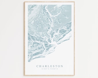 Charleston Map Print, Charleston South Carolina Poster, Charleston Gift, Charleston SC Map, Charleston Wall Art, Topographic Map