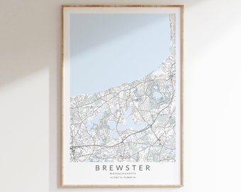 Brewster Massachusetts Map Print, Cape Cod Map Print, Map of Brewster, Brewster Cape Cod, Cape Cod Poster, Brewster MA Map Gift