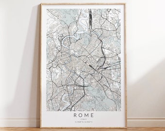 Rome Map Print, Map of Rome Poster, Rome Italy Street Map, Rome Map Print Poster, Rome Gift, Rome City Map, Rome Wall Art